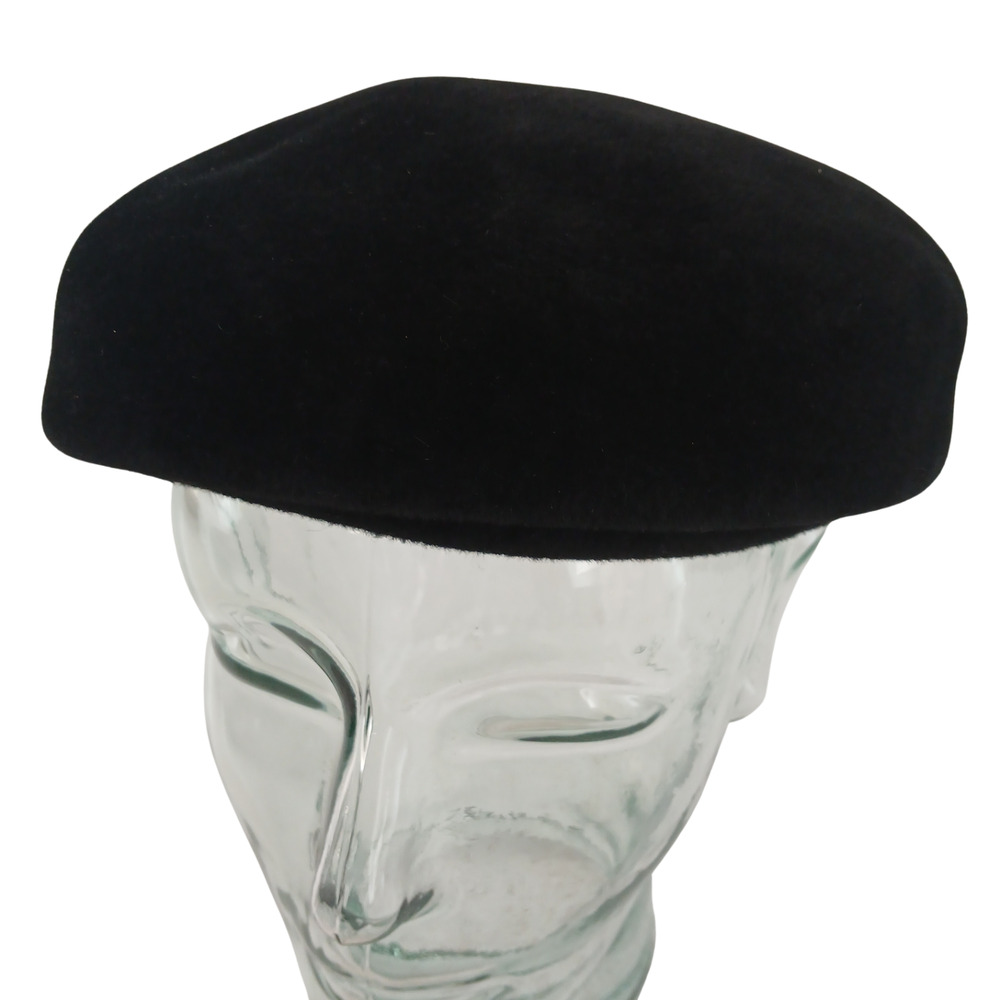Vintage Black Felt Beret Made in France Louis Original California Classic Hat
